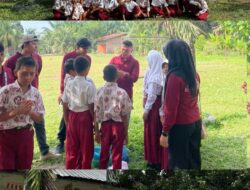 Mahasiswa KKN Universitas Labuhanbatu Sah Rizal Siregar Laksanakan Pembinaan Teknis Budidaya Kangkung dalam Pot untuk Siswa SD di Desa Bandartinggi.