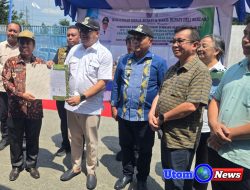 PT. Evergreen Menyerahkan Tanah Hibah untuk Pemerintah Desa Dalu 10A dan Bagikan Paket Sembako ke Warga yang Dihadiri Bupati Deli Serdang